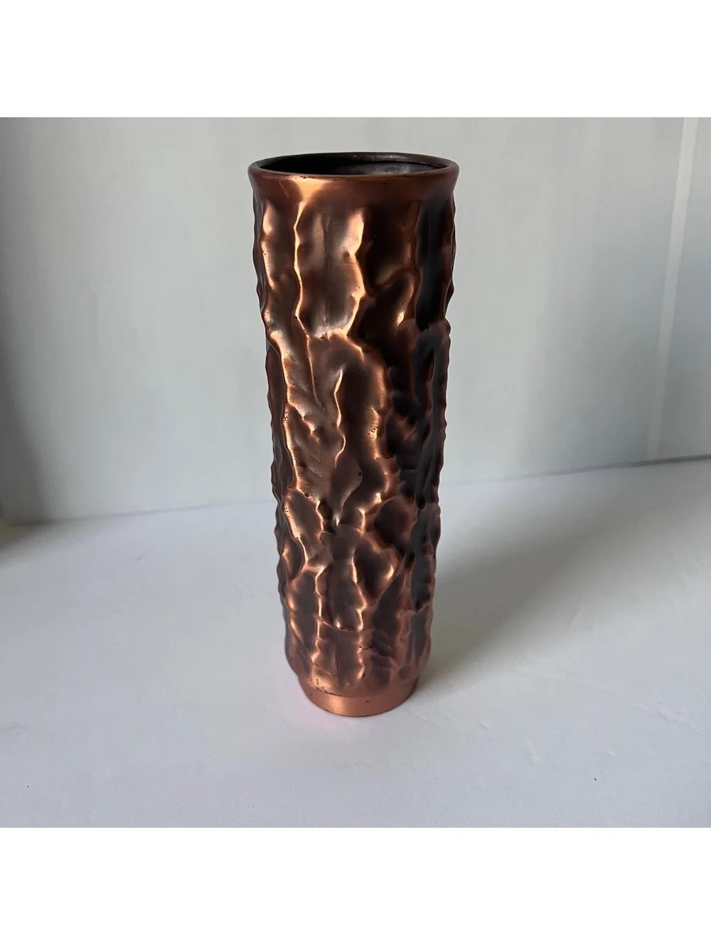 Vintage MCM Copper Vase 7.5” Textured Brutalist Design Germany 60s